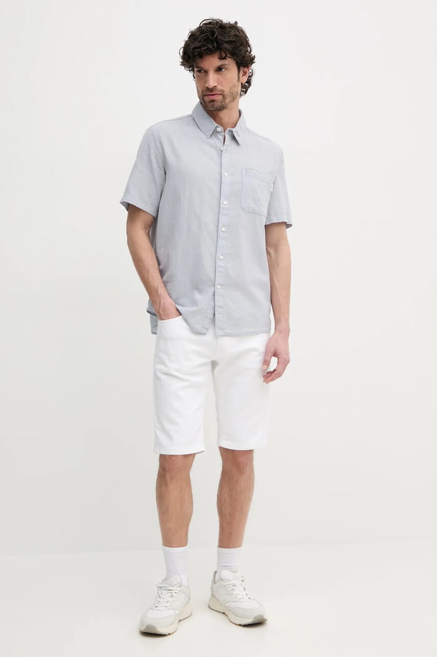Сорочка з льону Pepe Jeans AMARO чоловіча колір сірий regular класичний комір PM308847