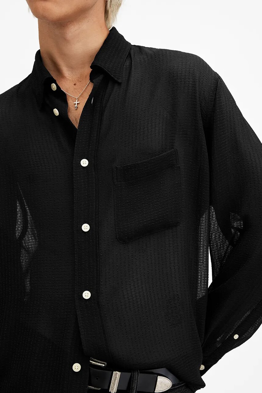 Сорочка AllSaints ANDO чоловіча колір чорний relaxed класичний комір M037SC