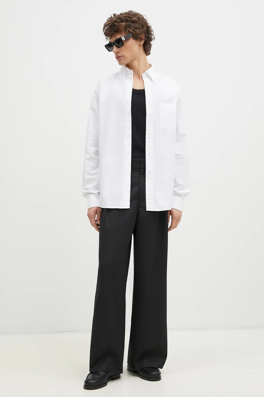 Бавовняна сорочка Filippa K чоловіча колір білий slim комір button-down 31255