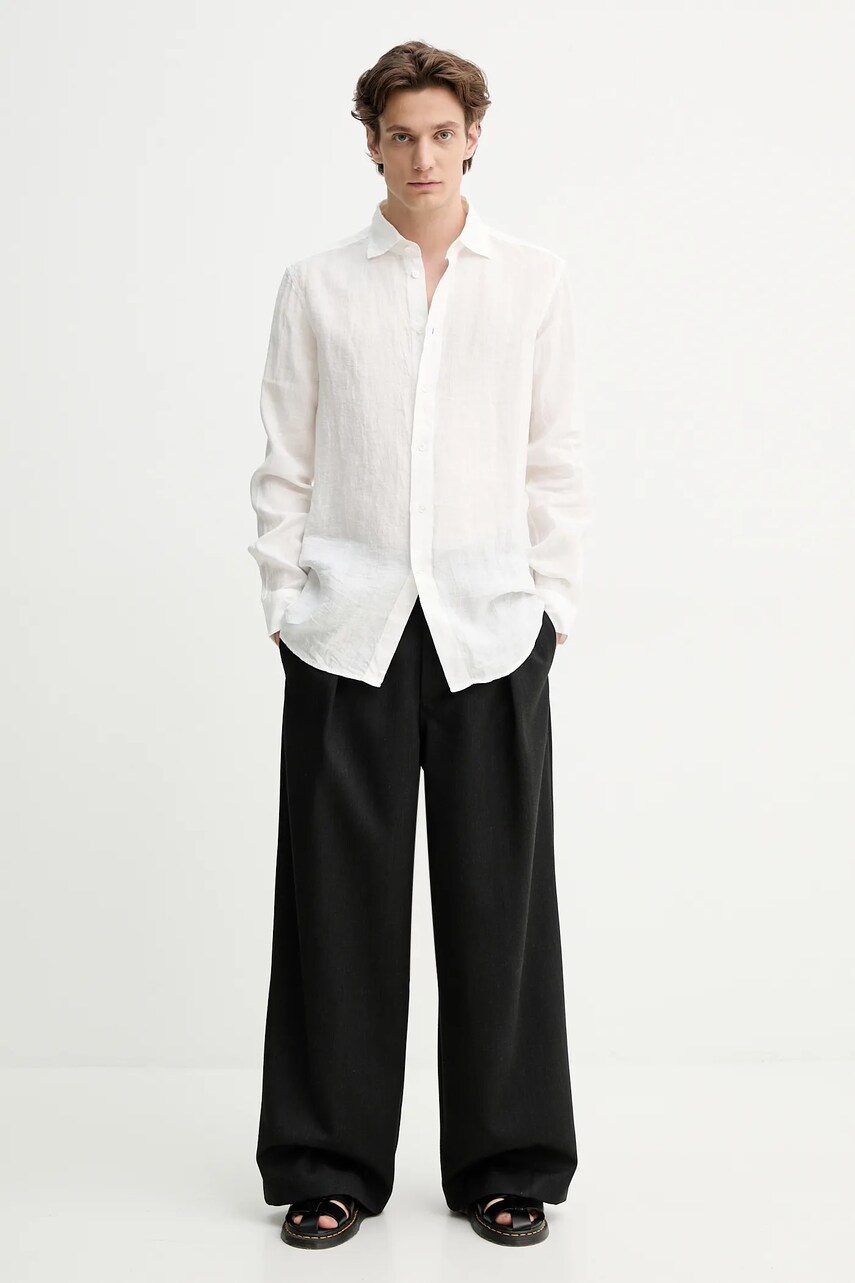 Сорочка з льону BARENA VENEZIA Camicia Mola чоловіча колір білий regular класичний комір CAU5077.3007