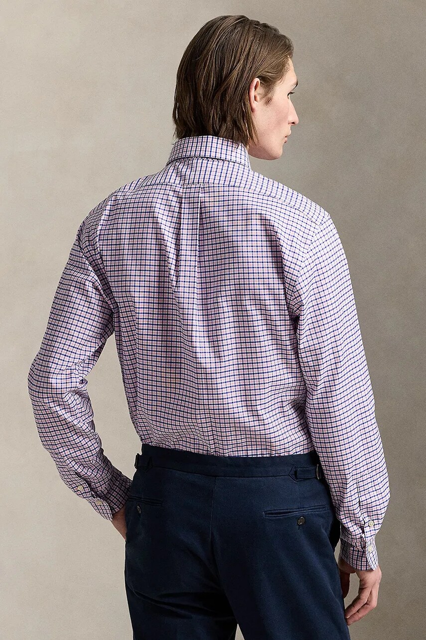 Бавовняна сорочка Polo Ralph Lauren чоловіча колір рожевий regular комір button-down 712969014
