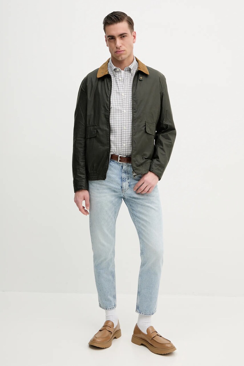 Бавовняна сорочка Barbour Banner Tailored Shirt чоловіча колір сірий slim комір button-down MSH5435