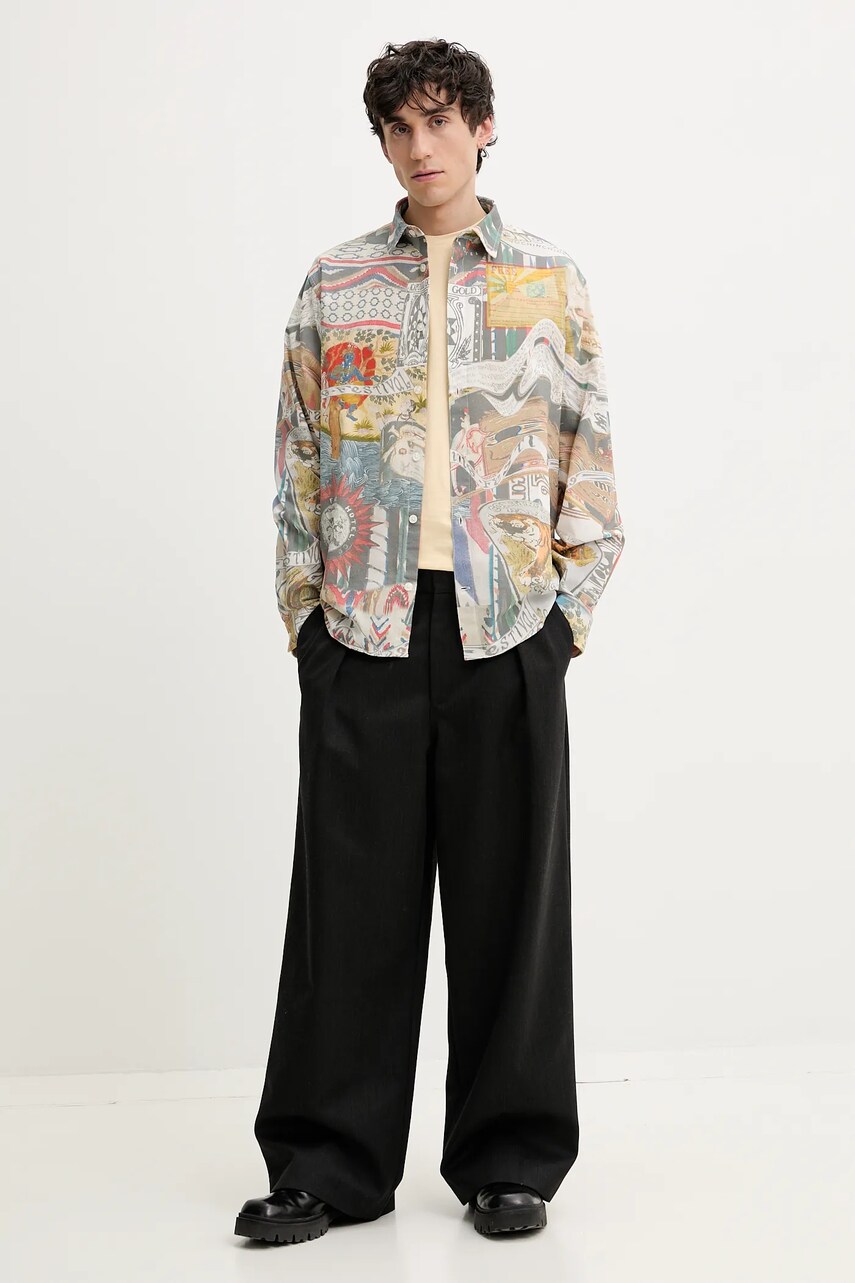 Купити Бавовняна сорочка Desigual COLOR чоловіча колір сірий regular класичний комір 25SMCW10 – головне зображення