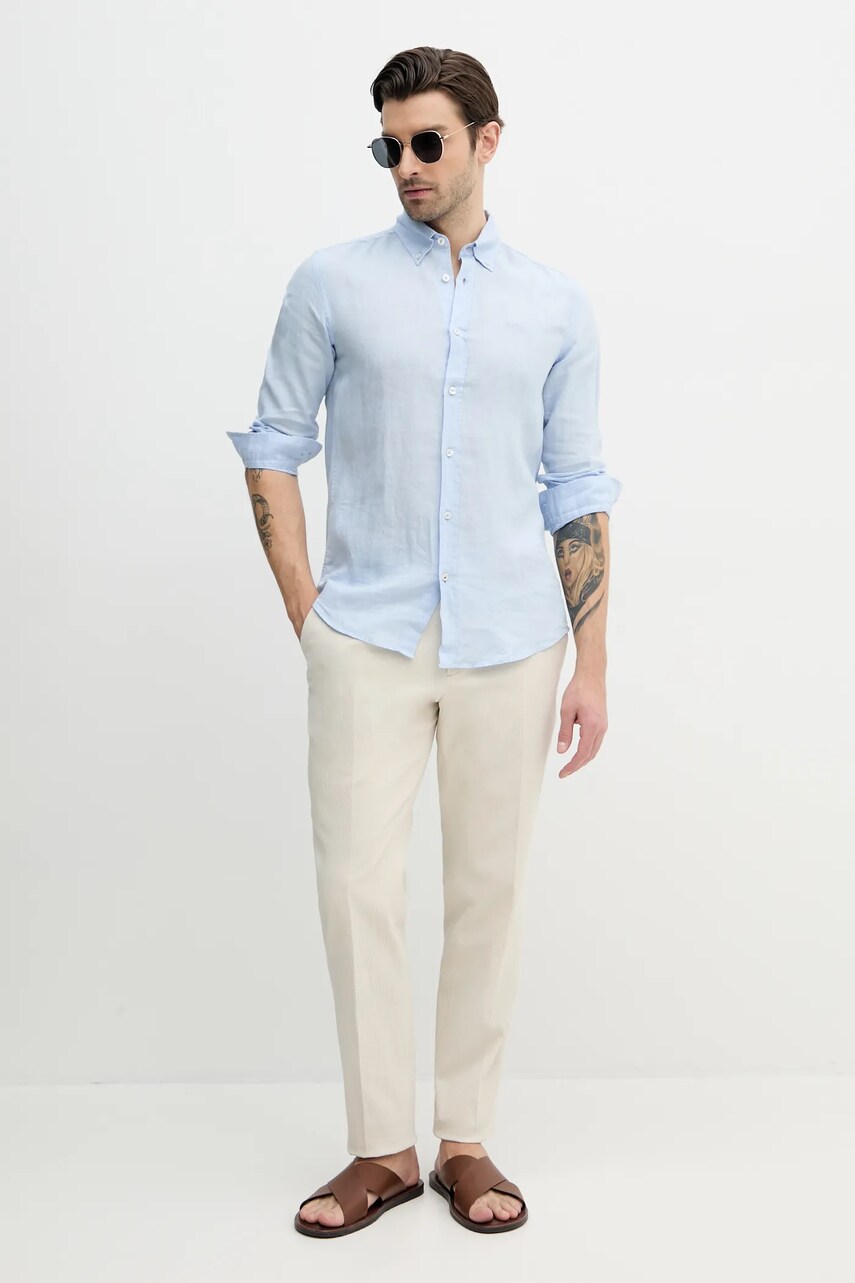 Сорочка з льону BOSS чоловіча slim комір button-down 50520283