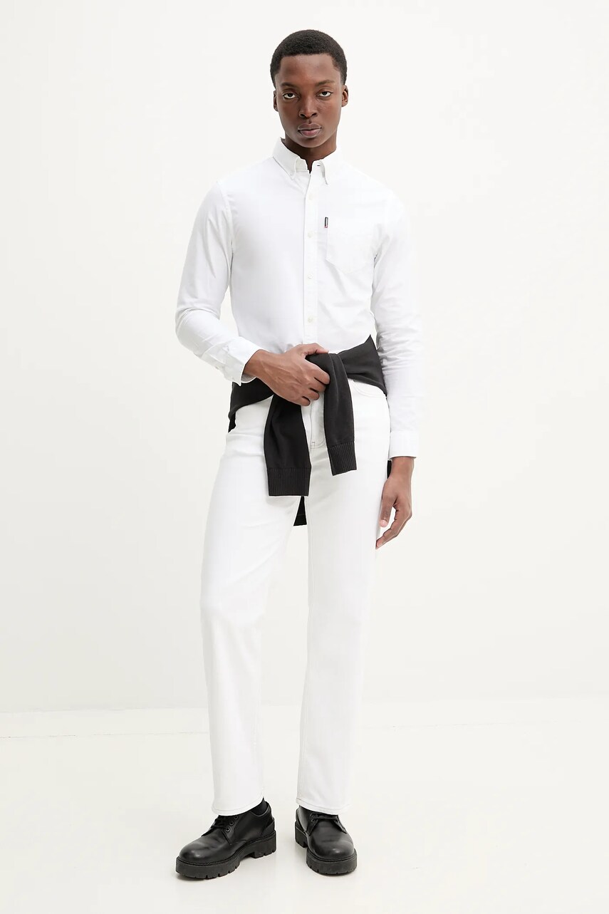 Бавовняна сорочка Superdry чоловіча колір білий regular комір button-down M4010991A-KKJ