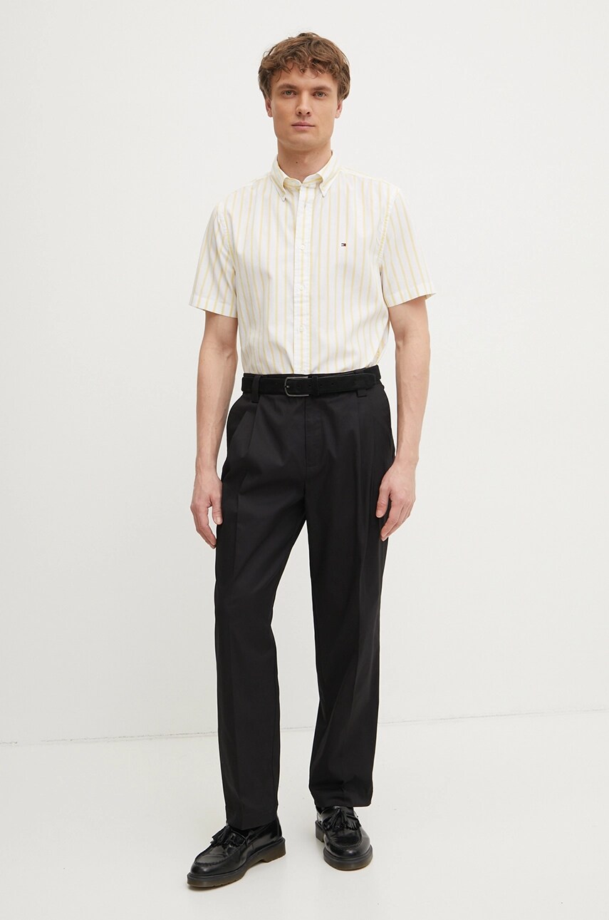 Бавовняна сорочка Tommy Hilfiger чоловіча колір жовтий regular комір button-down MW0MW37551