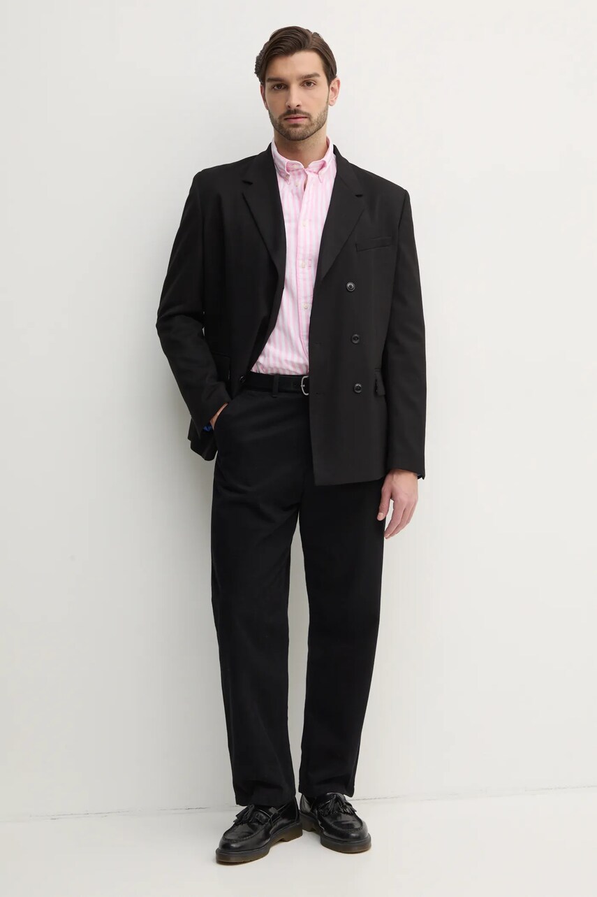 Бавовняна сорочка Tommy Hilfiger чоловіча колір рожевий slim комір button-down MW0MW39159