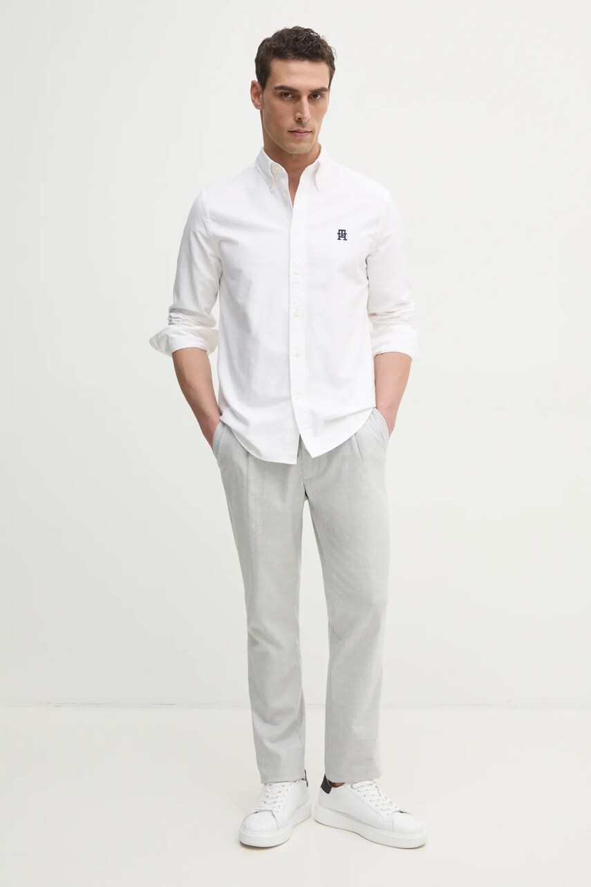 Сорочка Tommy Hilfiger чоловіча колір білий regular комір button-down MW0MW39235