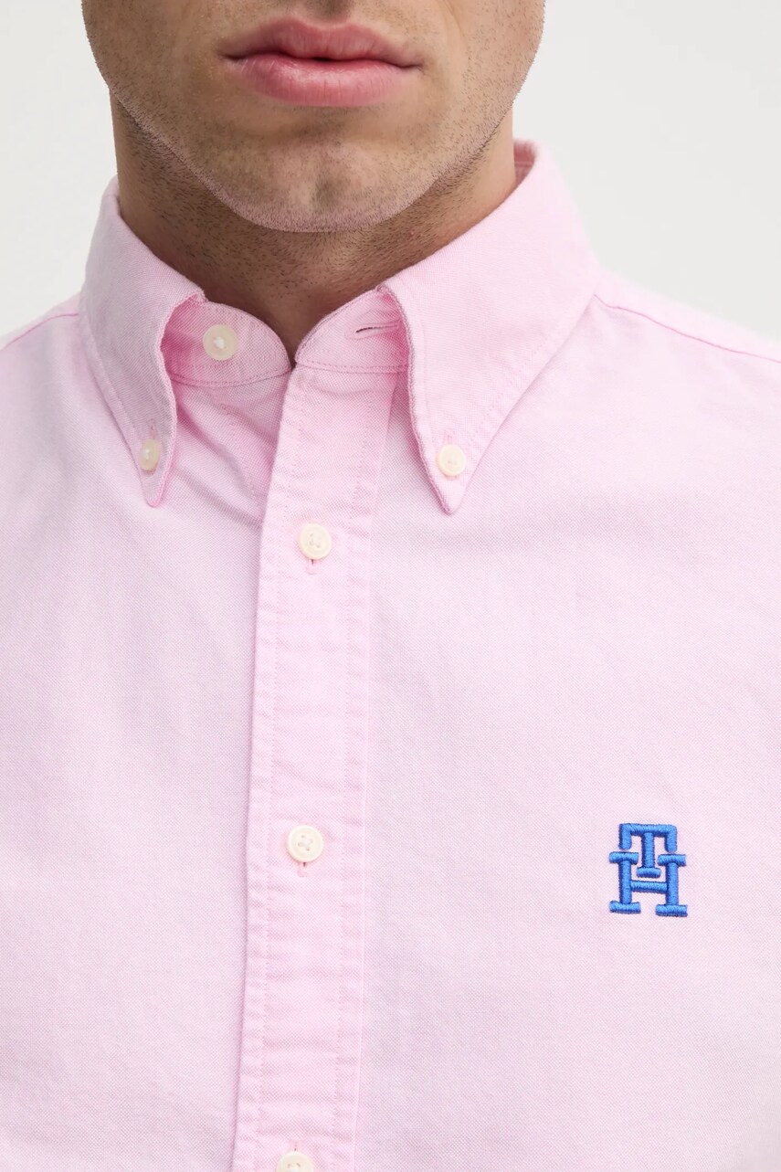 Сорочка Tommy Hilfiger чоловіча колір рожевий regular комір button-down MW0MW39235