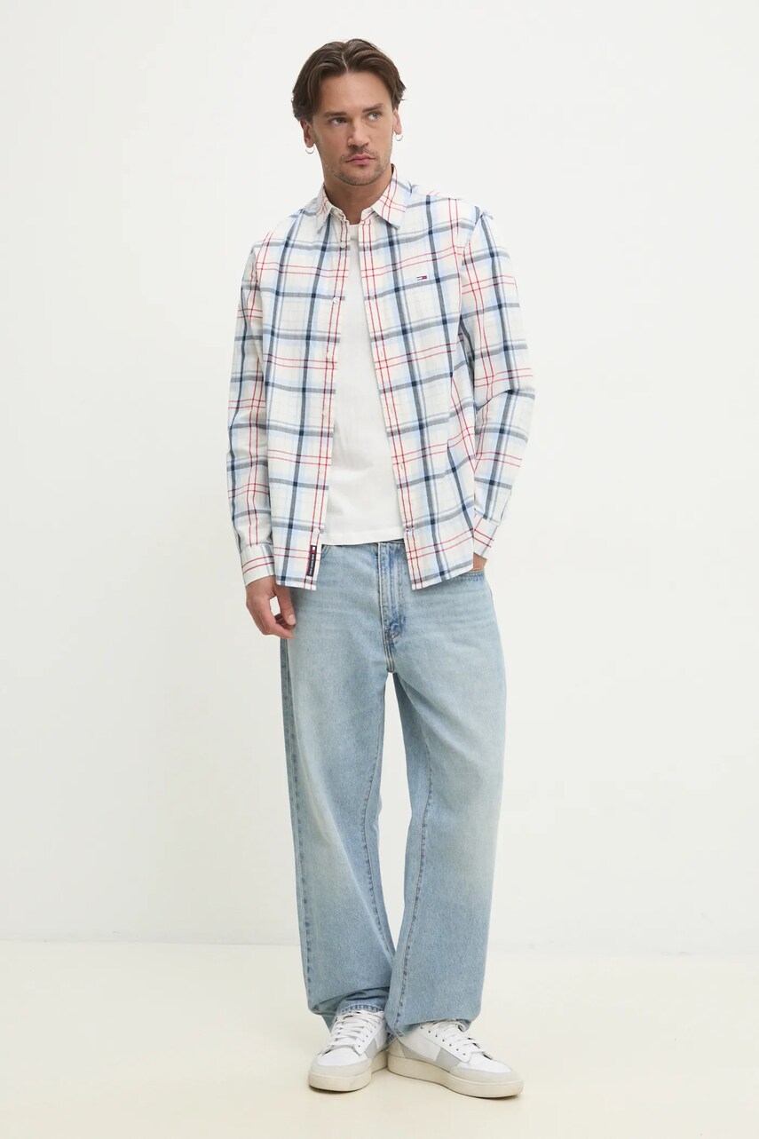 Бавовняна сорочка Tommy Jeans чоловіча regular класичний комір DM0DM20885