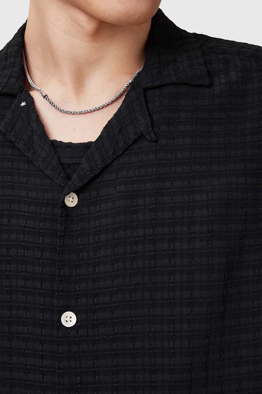Сорочка AllSaints MADIN чоловіча колір чорний relaxed з італійським коміром M038SC