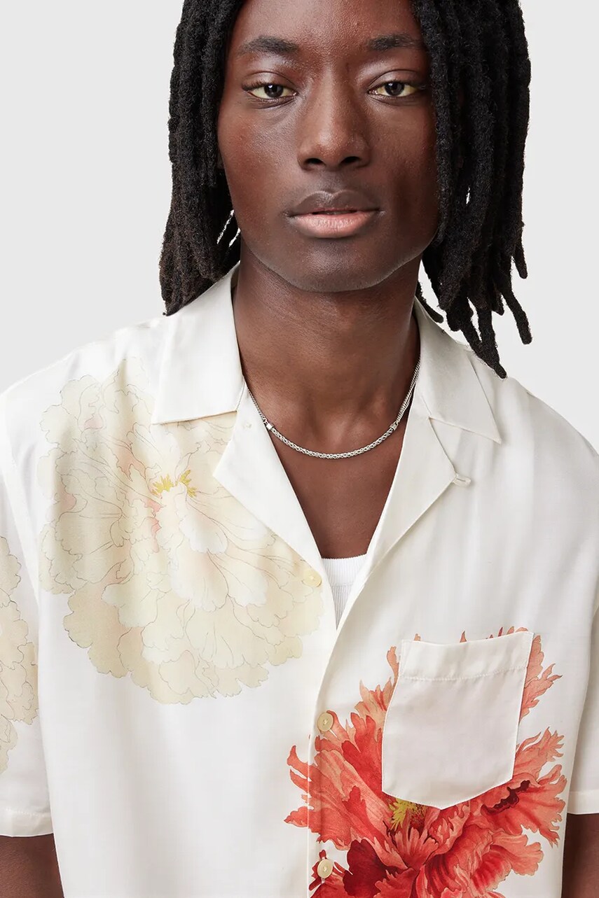 Бавовняна сорочка AllSaints FLEUR чоловіча колір білий relaxed M058SC