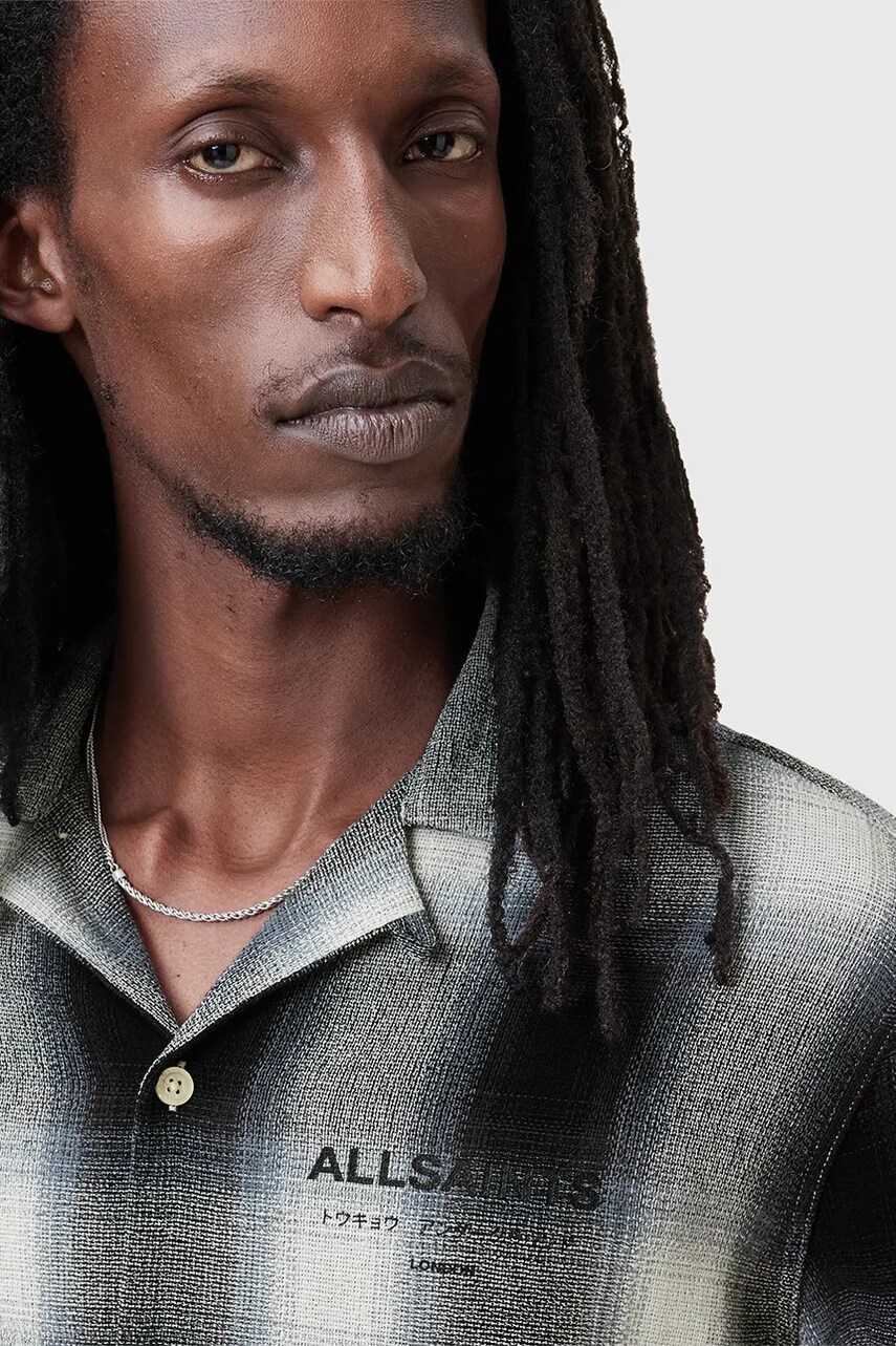 Бавовняна сорочка AllSaints UNDERFADE чоловіча колір сірий relaxed M024SC