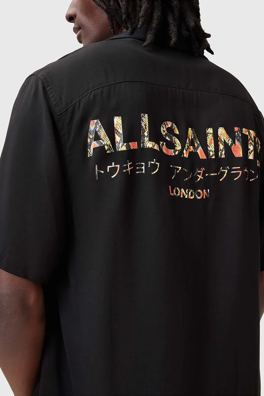 Сорочка AllSaints UNDRGNDBOWA чоловіча колір чорний relaxed M034SC
