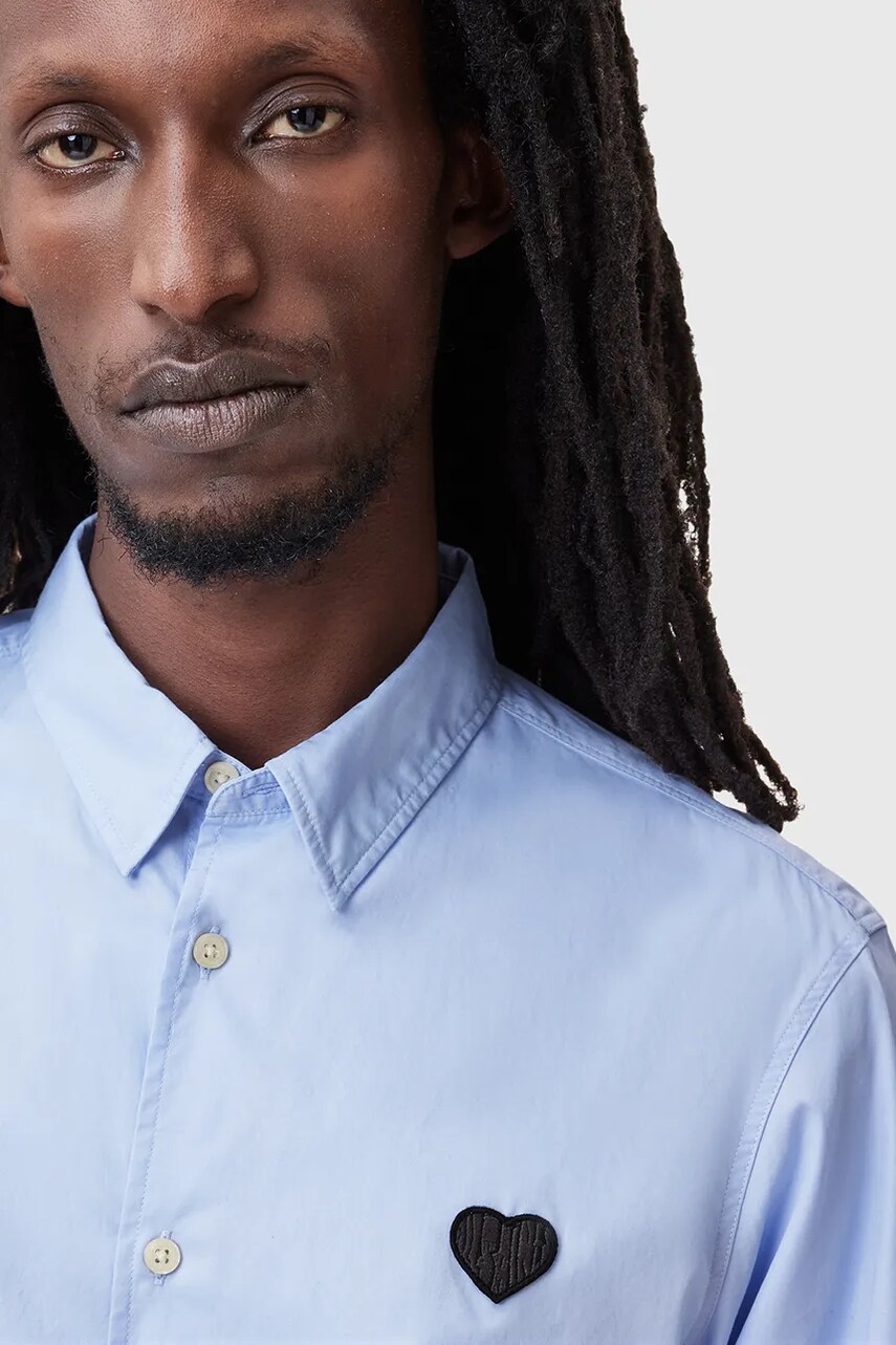Бавовняна сорочка AllSaints AMANTE чоловіча slim класичний комір M122SC