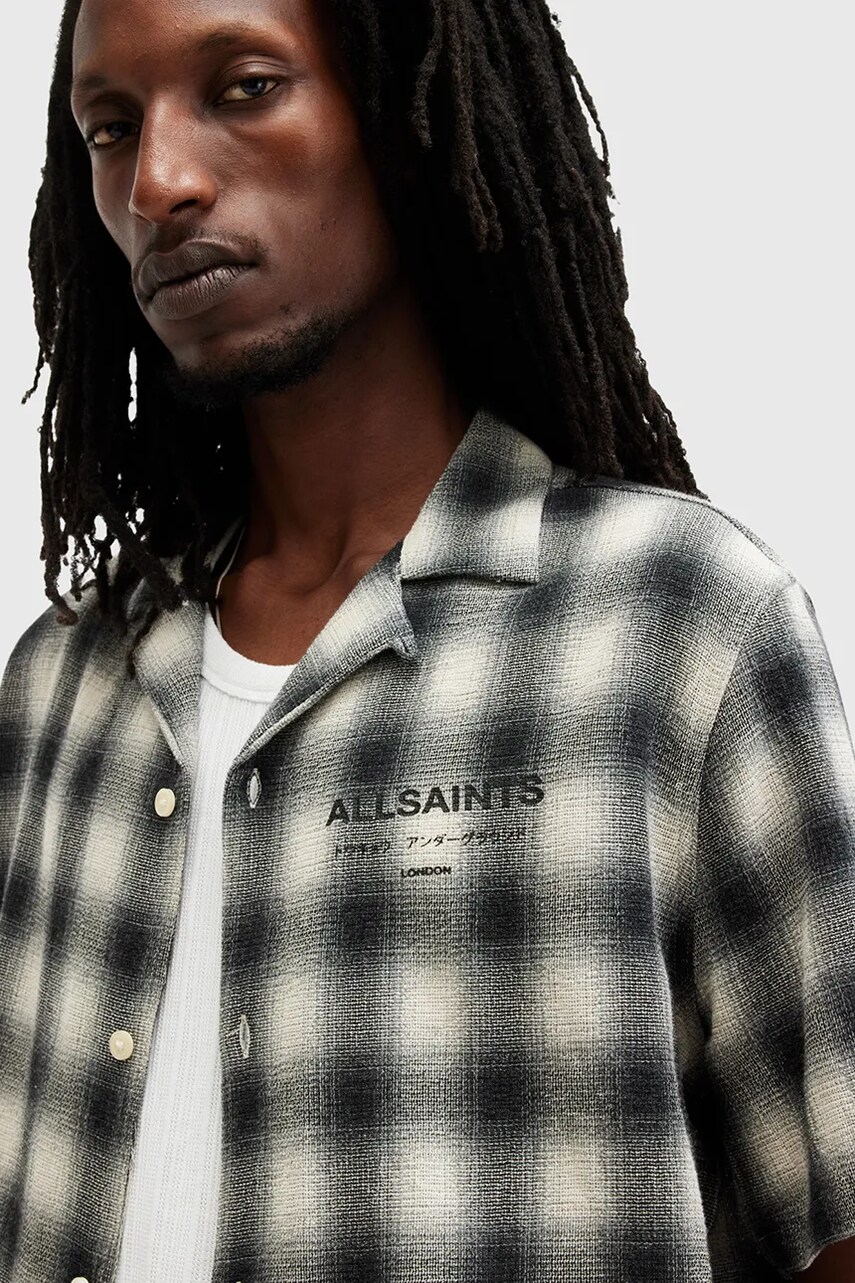 Бавовняна сорочка AllSaints UNDRGRND чоловіча колір білий relaxed з італійським коміром M163SB