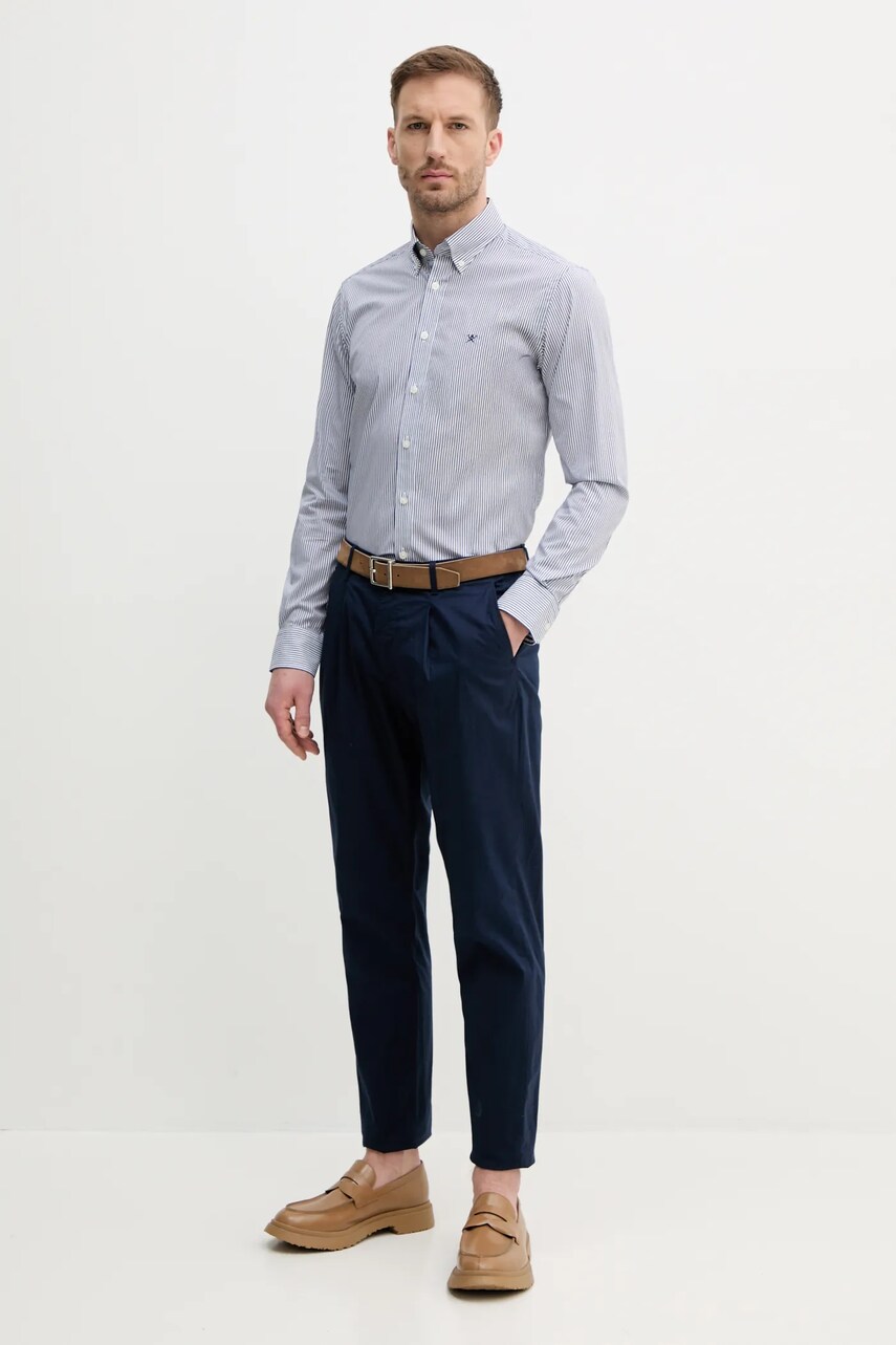 Сорочка Hackett London чоловіча колір синій relaxed класичний комір HM3010261