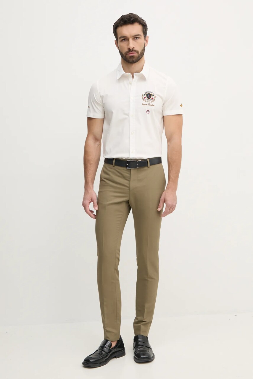 Сорочка Aeronautica Militare чоловіча колір бежевий regular класичний комір CA1285CT3288