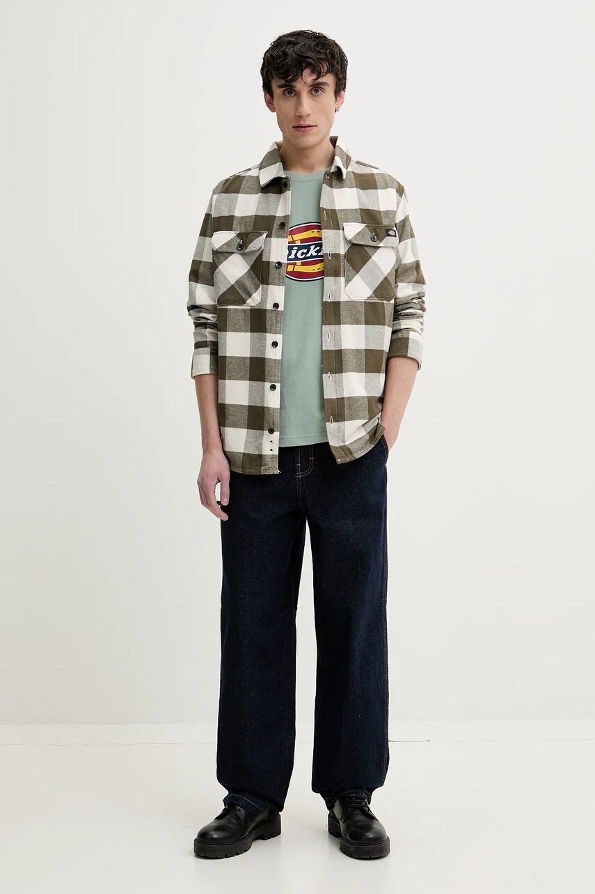 Сорочка Dickies чоловіча колір зелений relaxed класичний комір DK0A4XDZC481