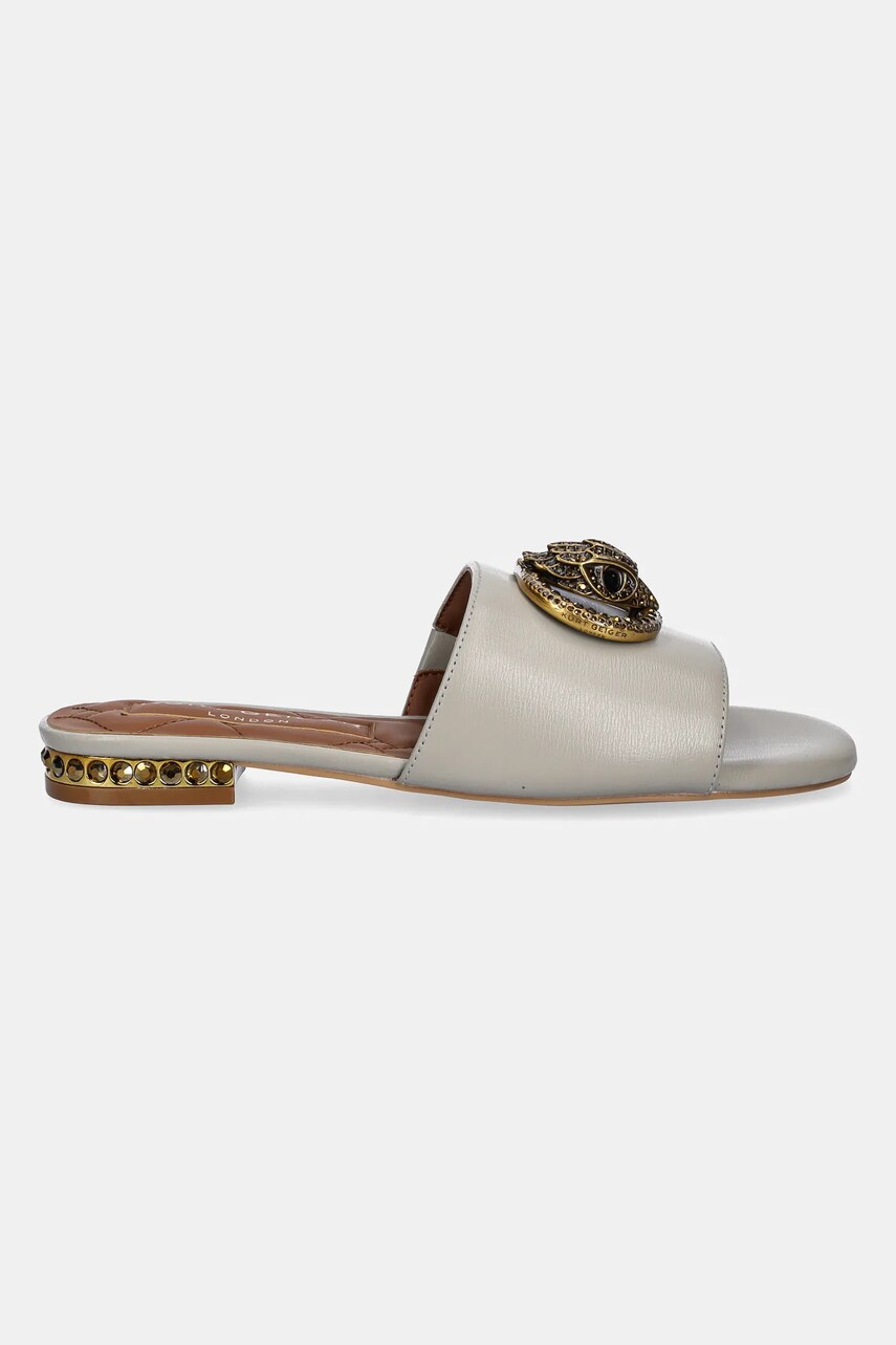 Шкіряні шльопанці Kurt Geiger London Chelsea Flat Sandal жіночі колір сірий 3416223109