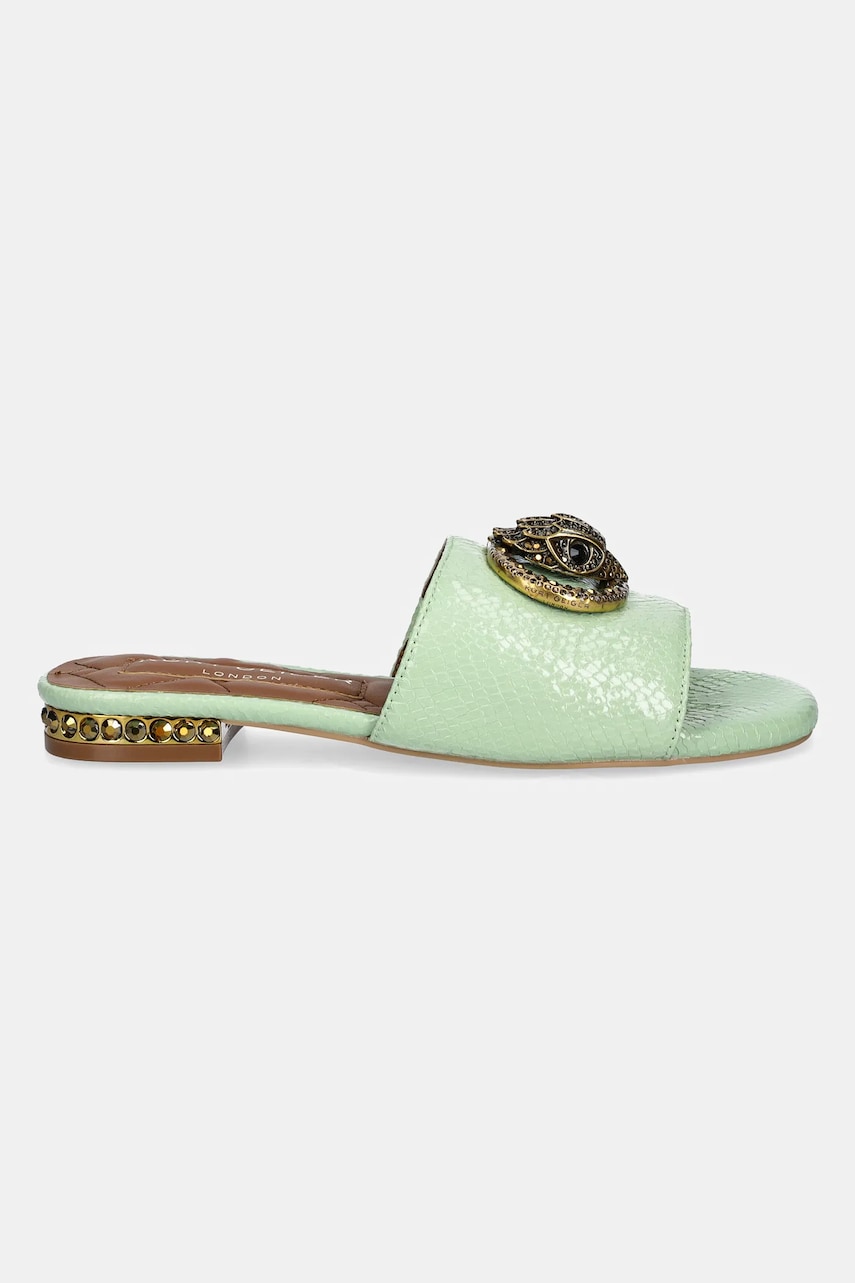 Шкіряні шльопанці Kurt Geiger London Chelsea Flat Sandal жіночі колір зелений 3416273719