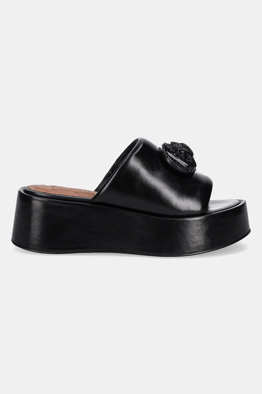 Шкіряні шльопанці Kurt Geiger London Chelsea Flatform Mule Dr жіночі колір чорний на платформі 3940900109