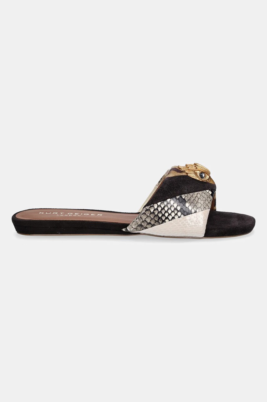 Шкіряні шльопанці Kurt Geiger London Kensington Flat Sandal жіночі колір чорний 8496139189