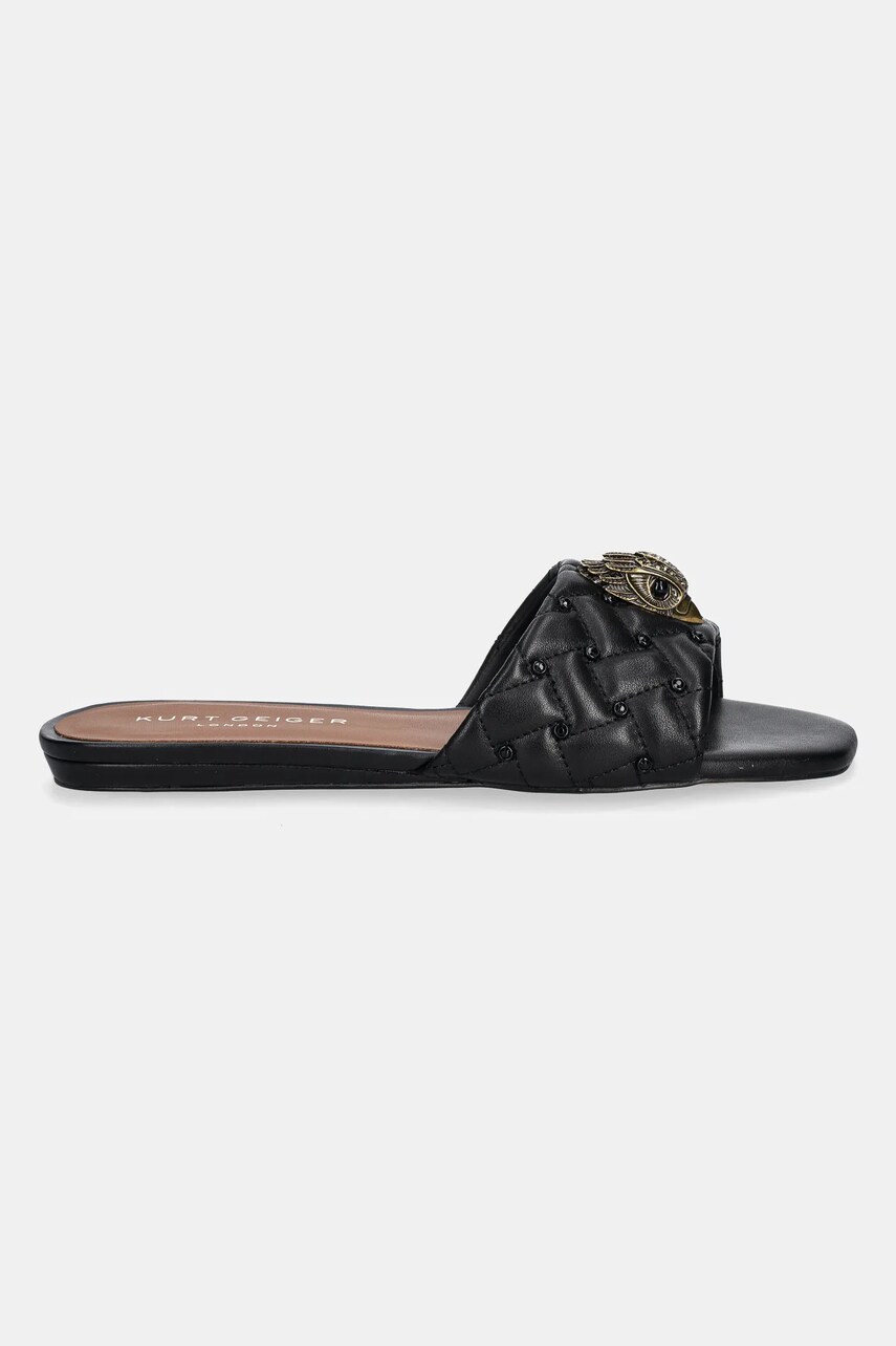 Шкіряні шльопанці Kurt Geiger London Kensington Flat Sandal жіночі колір чорний 8496109109