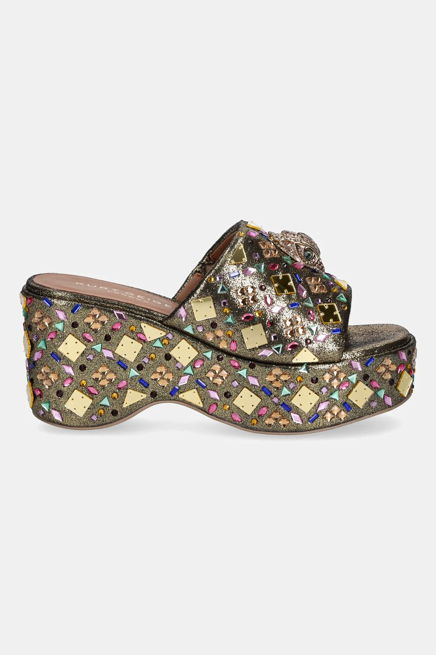 Шльопанці Kurt Geiger London Kensington Wedge Mule жіночі колір золотий на танкетці 8650966609