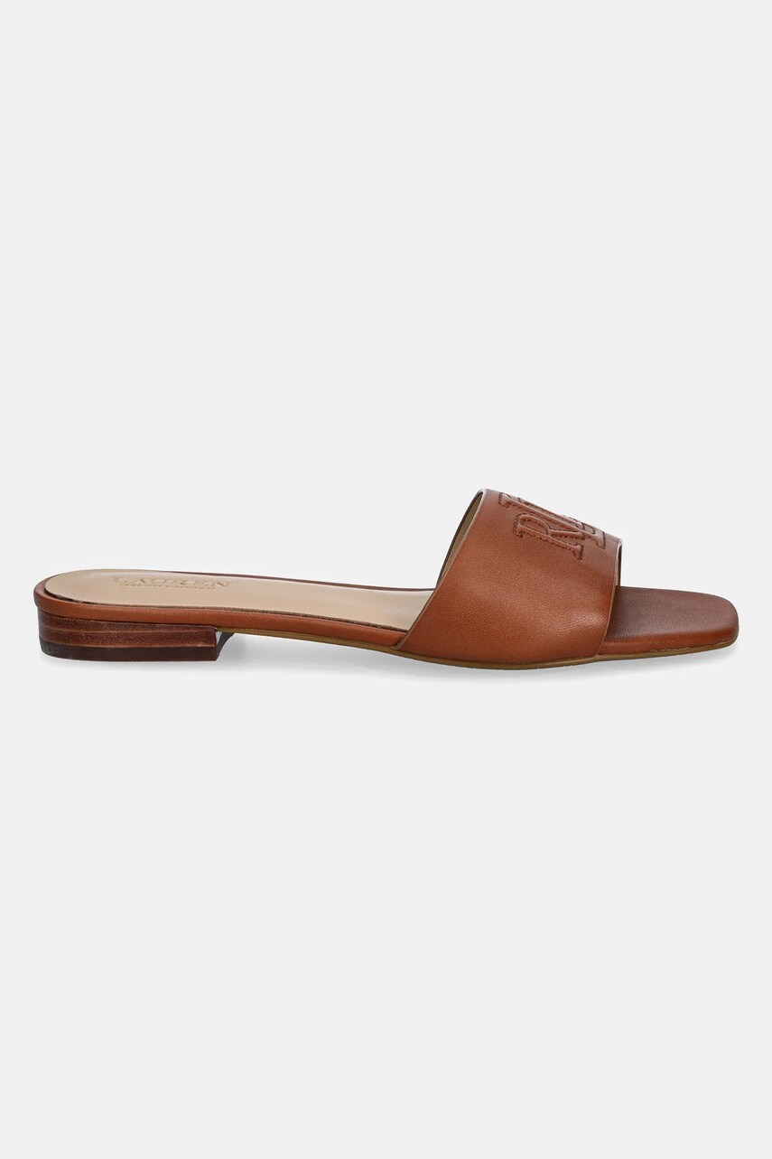 Шкіряні шльопанці Lauren Ralph Lauren Everley Sld жіночі колір коричневий 802959142002