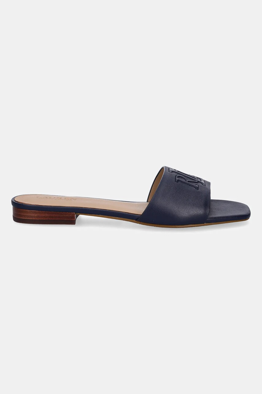 Шкіряні шльопанці Lauren Ralph Lauren Everley Sld жіночі колір синій 802959143003