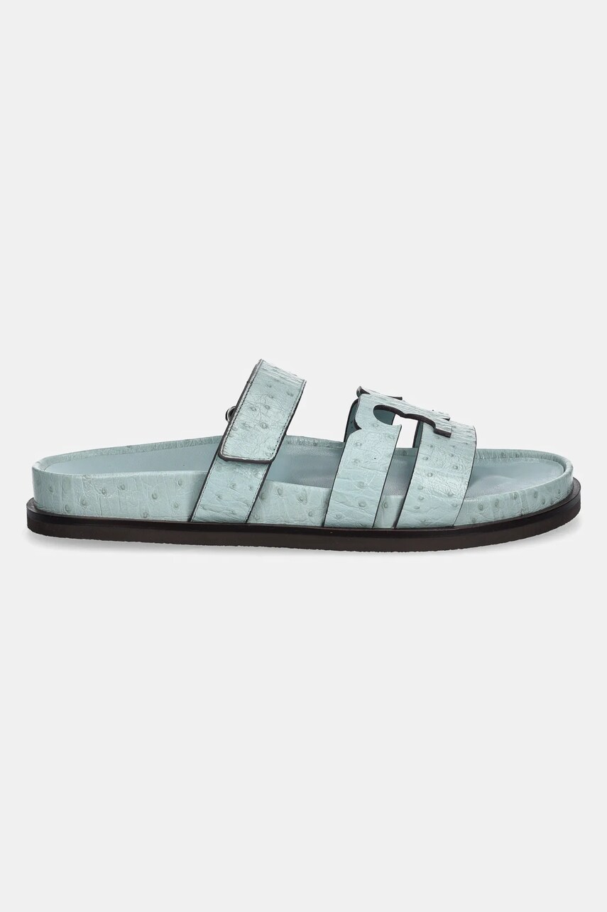 Шкіряні шльопанці Tory Burch Ines Sport Slide жіночі колір бірюзовий 162580-400