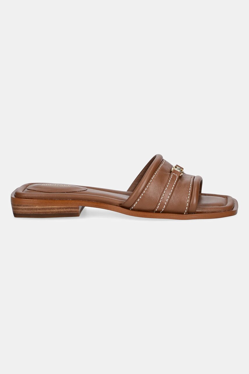 Шкіряні шльопанці MICHAEL Michael Kors Mandy жіночі колір коричневий 40R5MAFS2L.230