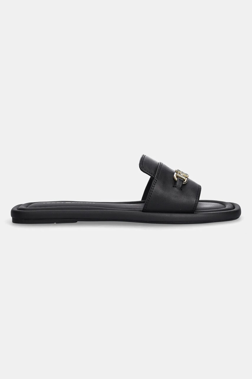 Шкіряні шльопанці Tommy Hilfiger LEATHER HORSEBIT MULE жіночі колір чорний FW0FW08420