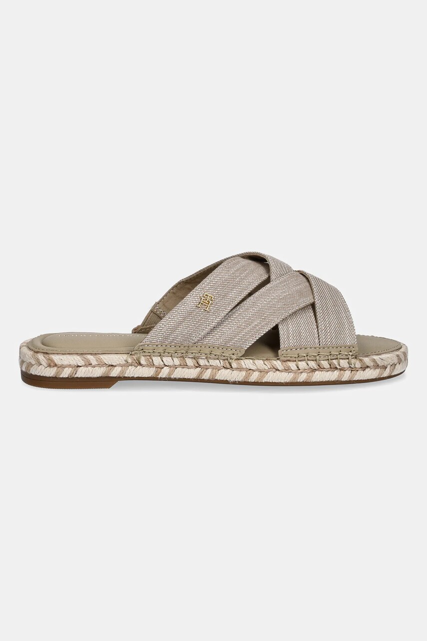 Шльопанці Tommy Hilfiger CHAMBRAY ESPADRILLE MULE жіночі колір бежевий FW0FW08501