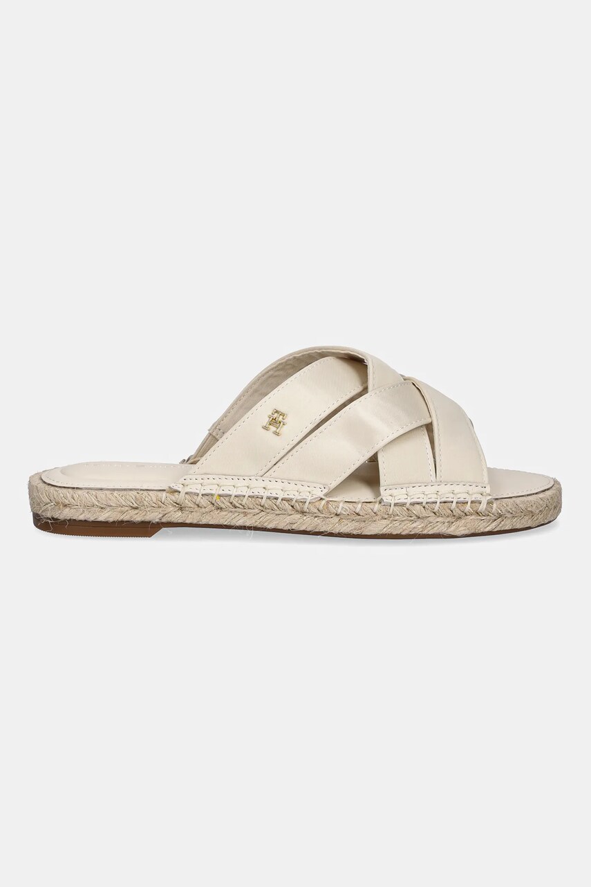 Шльопанці Tommy Hilfiger SATIN ESPADRILLE MULE жіночі колір бежевий FW0FW08502