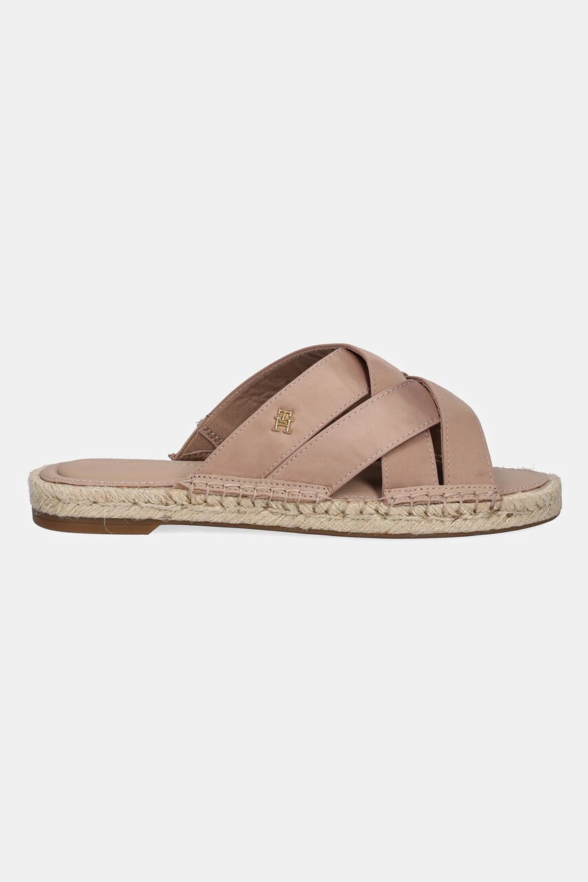 Шльопанці Tommy Hilfiger SATIN ESPADRILLE MULE жіночі колір бежевий FW0FW08502