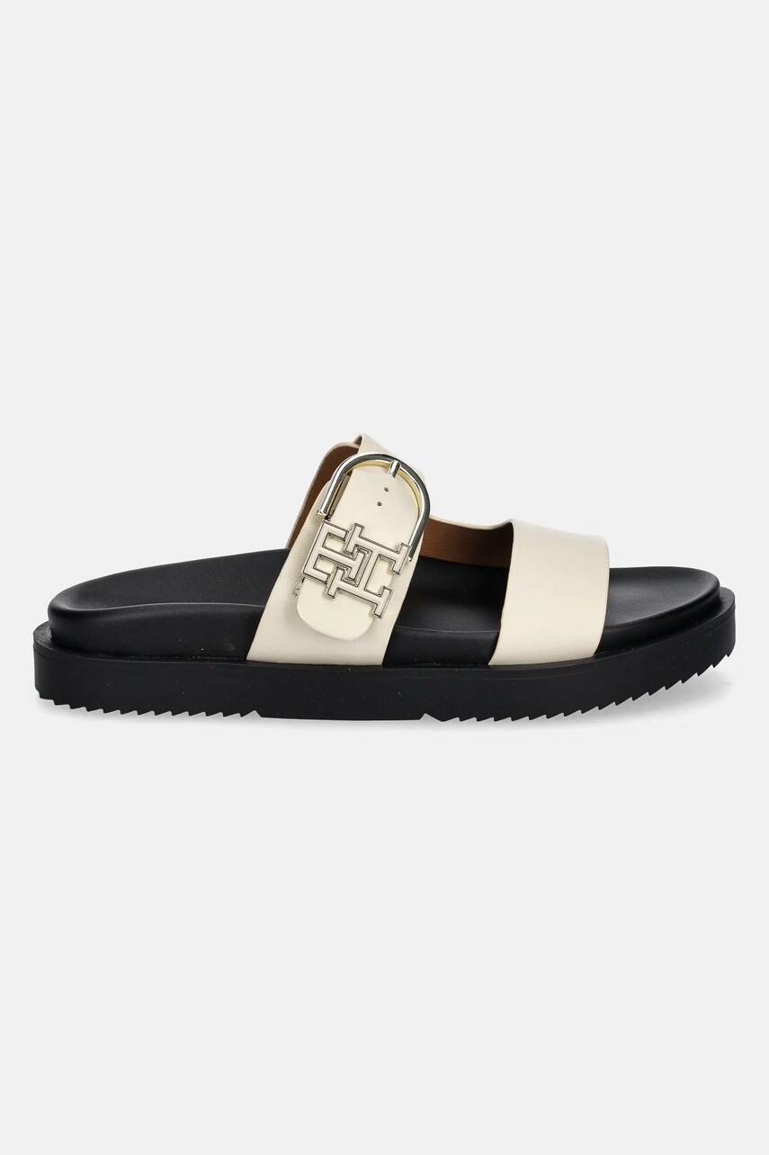 Шкіряні шльопанці Tommy Hilfiger LEATHER SPORTY MULE жіночі колір бежевий FW0FW08512
