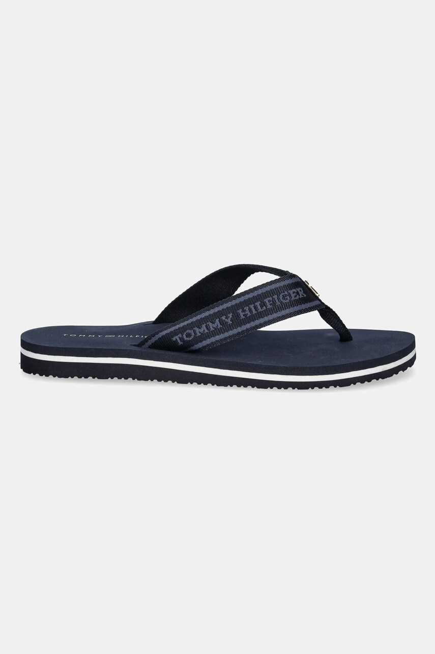В'єтнамки Tommy Hilfiger HILFIGER WEBBING BEACH SANDAL жіночі колір синій на плоскому ходу FW0FW08515