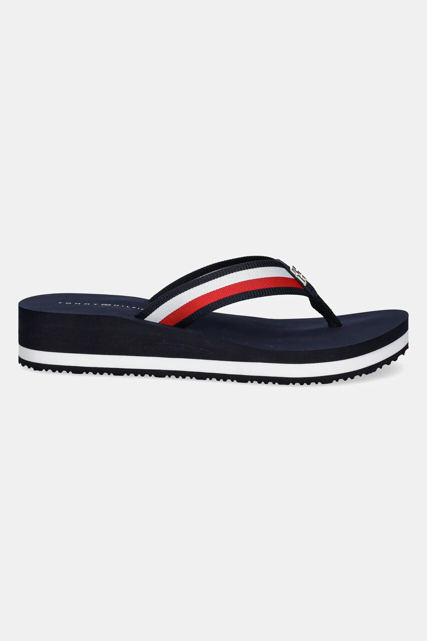 В'єтнамки Tommy Hilfiger TH CORP MID WEDGE BEACH SANDAL жіночі колір синій на танкетці FW0FW08517