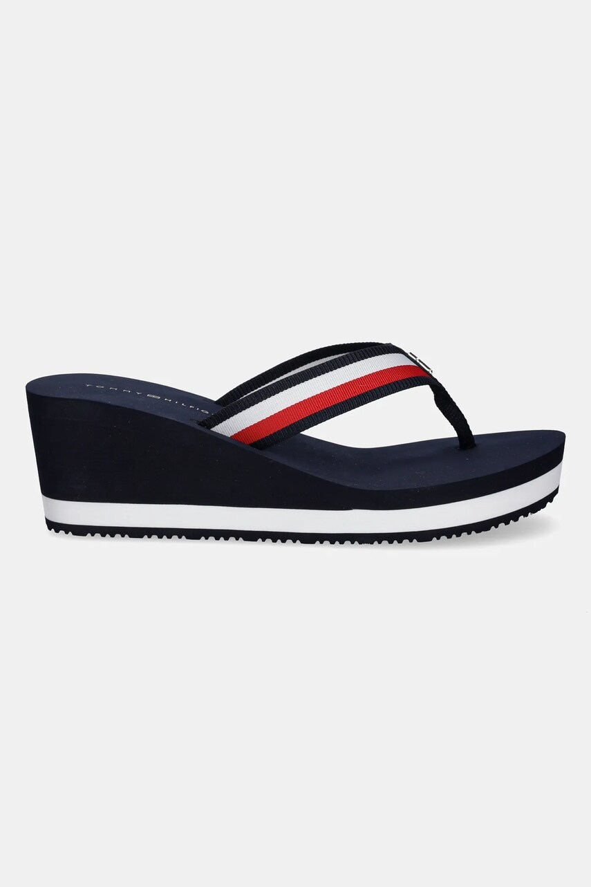В'єтнамки Tommy Hilfiger TH CORPORATE WEDGE BEACH SANDAL жіночі колір синій на танкетці FW0FW08520