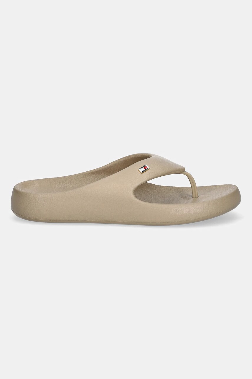 В'єтнамки Tommy Hilfiger TH COMFORT BEACH SANDAL жіночі колір бежевий на плоскому ходу FW0FW08522