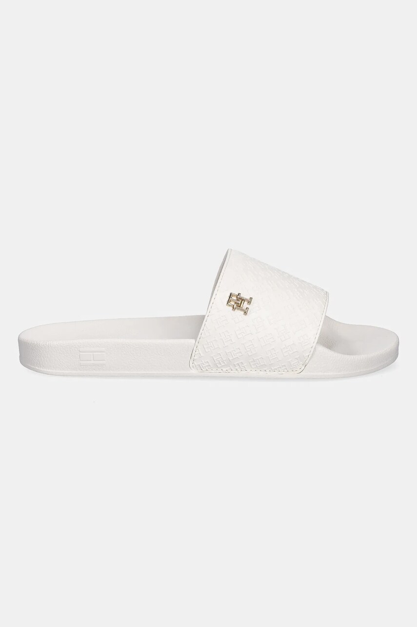 Шльопанці Tommy Hilfiger TH MONOGRAM POOLSIDE жіночі колір білий FW0FW08525