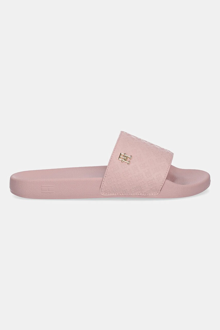 Шльопанці Tommy Hilfiger TH MONOGRAM POOLSIDE жіночі колір рожевий FW0FW08525
