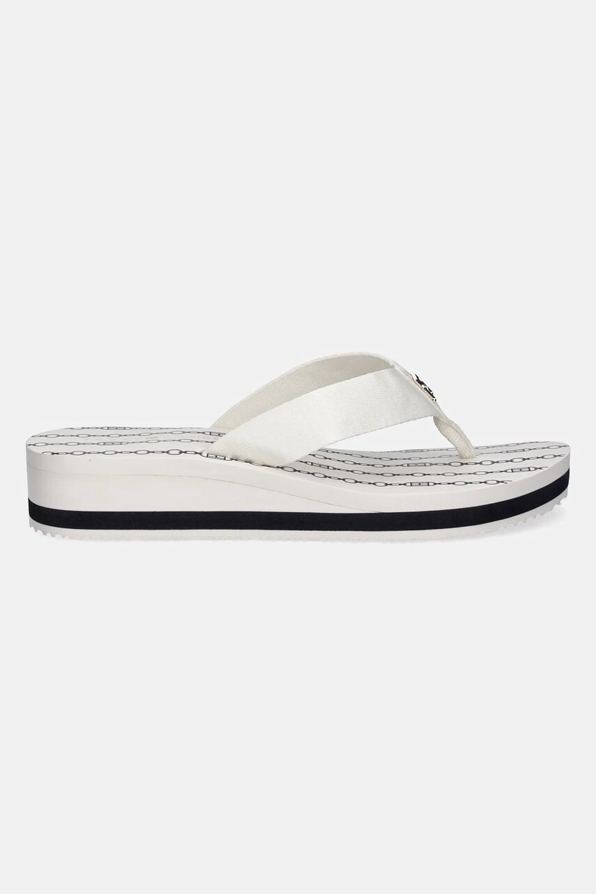 В'єтнамки Tommy Hilfiger IM TH CHAINPRINT MIDWEDGE SANDAL жіночі колір білий на танкетці FW0FW08527