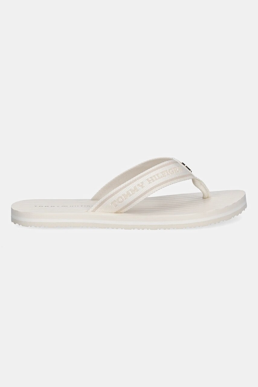 В'єтнамки Tommy Hilfiger TH STRIPES BEACH SANDAL жіночі колір білий на плоскому ходу FW0FW08528