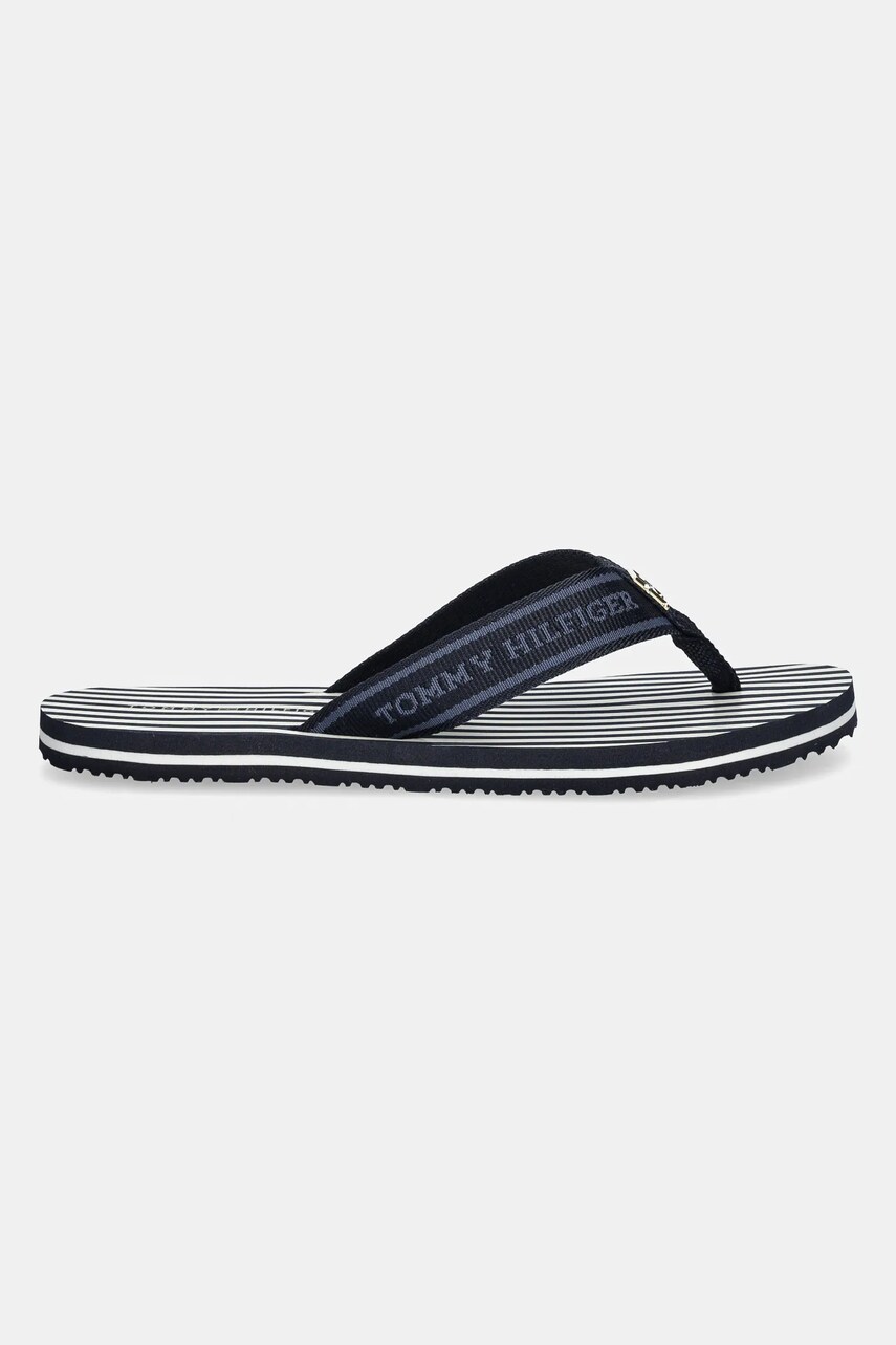 В'єтнамки Tommy Hilfiger TH STRIPES BEACH SANDAL жіночі колір синій на плоскому ходу FW0FW08528