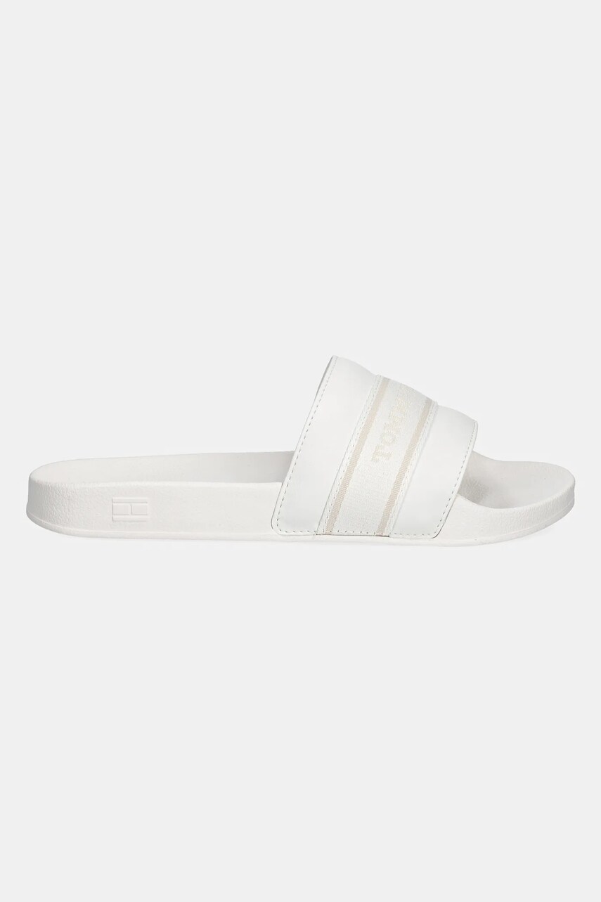 Шльопанці Tommy Hilfiger HILFIGER POOLSIDE WITH WEBBING жіночі колір білий FW0FW08529