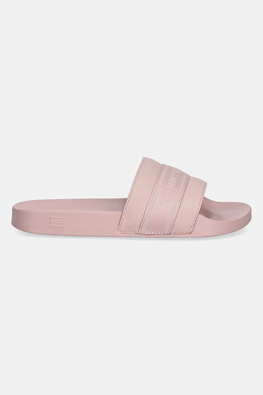 Шльопанці Tommy Hilfiger HILFIGER POOLSIDE WITH WEBBING жіночі колір рожевий FW0FW08529