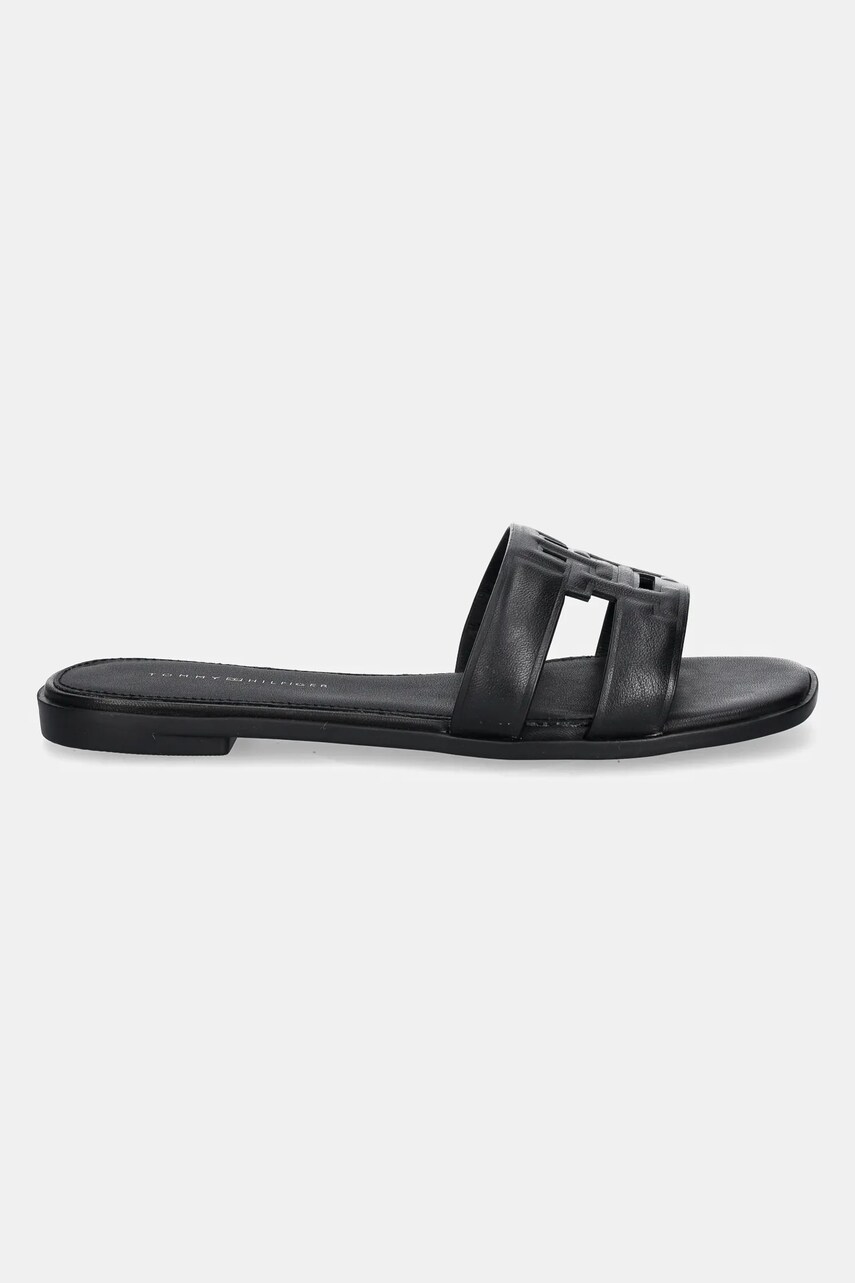 Шкіряні шльопанці Tommy Hilfiger TH LOGO STRAP MULE жіночі колір чорний FW0FW08671